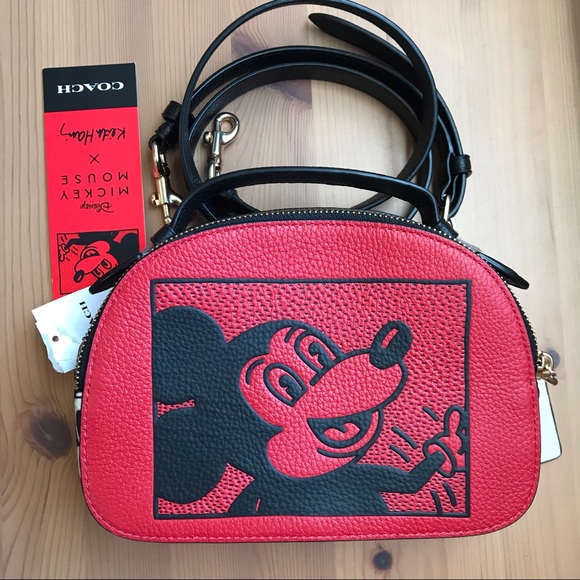 Coach Handbags - ❤️🐭 Disney Mickey Mouse X Keith Haring Serena Satchel Gold/Electric Red Multi
